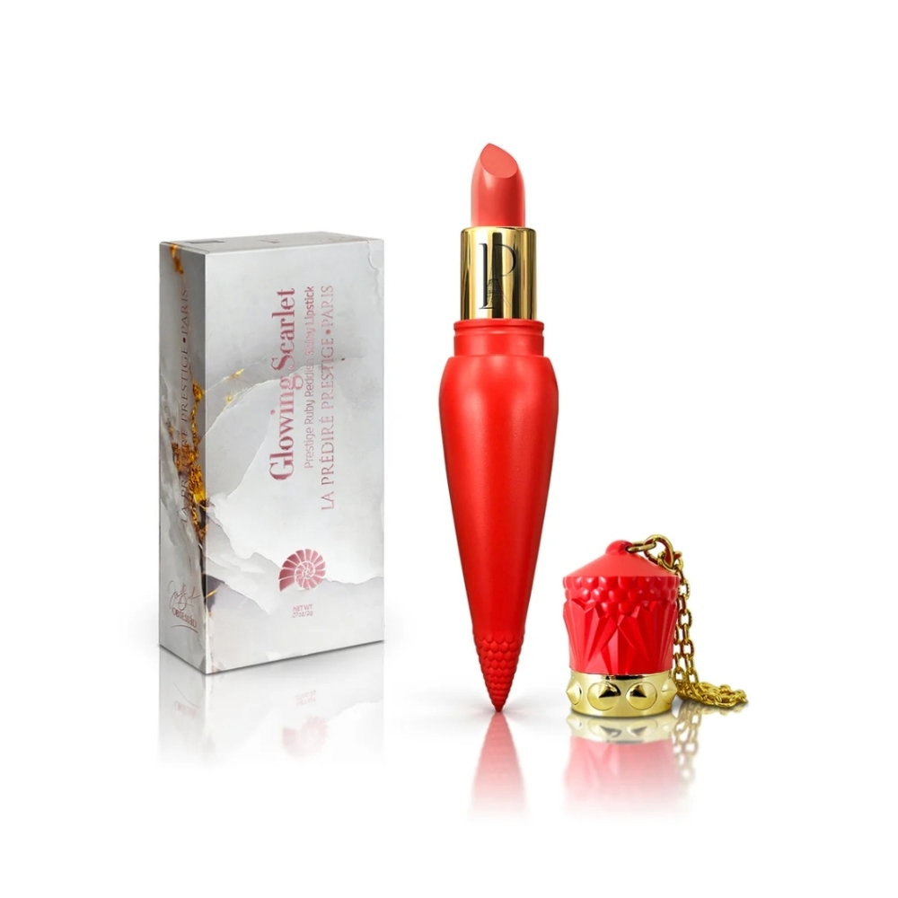 Predire Diamond Glowing Scarlet Ruby Reddish Shiny Lipstick. See Swatch Photo.